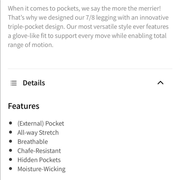 Fabletics Trinity mid rise pocket leggings 7/8 length, new, medium, black - Picture 6 of 10